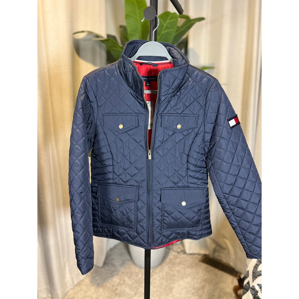 Tommy Hilfiger Womens Navy Blue Quilted Jacket J2XJ0712 Small NWT